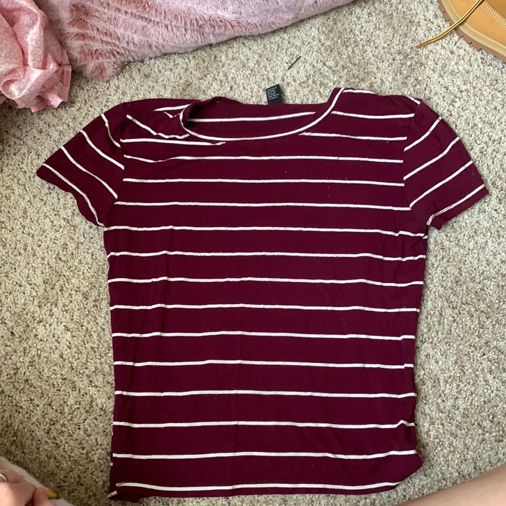 Maroon Striped Crop